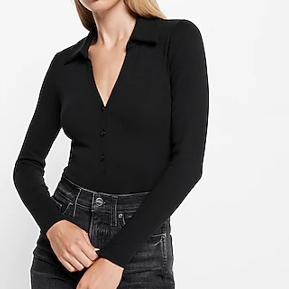 NWOT - Express Black Henley Thong Bodysuit